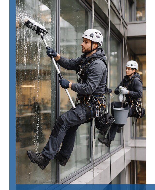Профессиональная мойка витражей промышленными альпинистами в Донецке