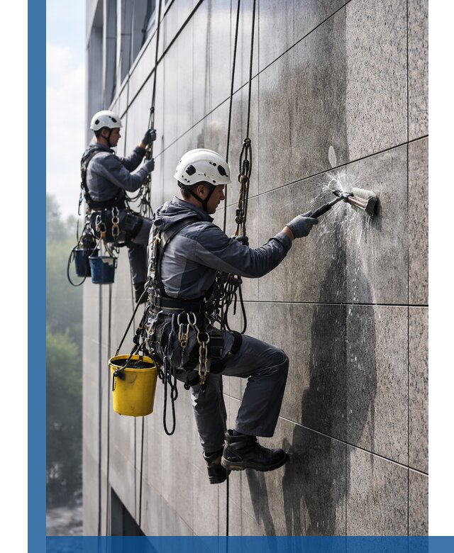 Профессиональная мойка фасада из керамогранита в Донецке