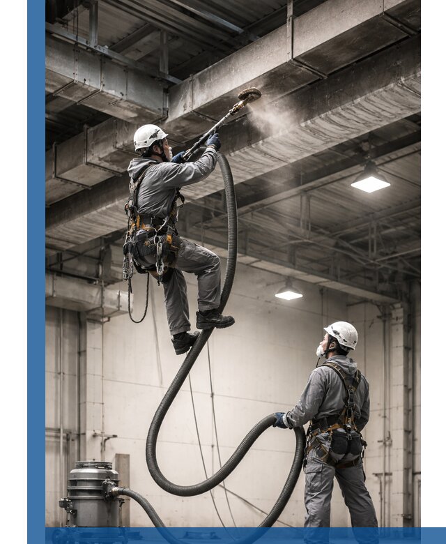 Обеспыливание потолочных конструкций в Донецке промышленным альпинизмом