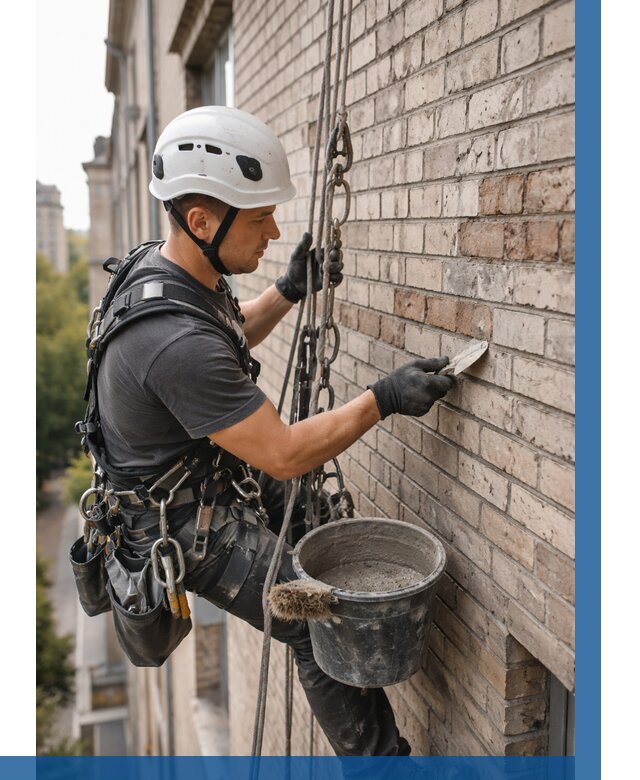 Ремонт кирпичной кладки фасада в Донецке от 1971 р. | ВЫСОТНИК-Днк