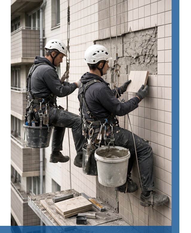 Ремонт облицовки фасада плиткой в Донецке от 1971 р. | ВЫСОТНИК-Днк