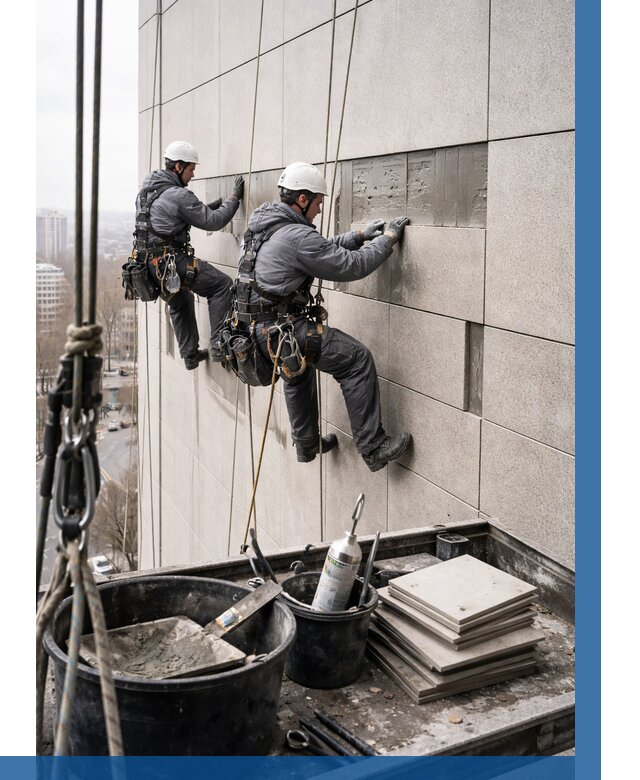 Ремонт фасада из керамогранита в Донецке от 2737 р. | ВЫСОТНИК-Днк