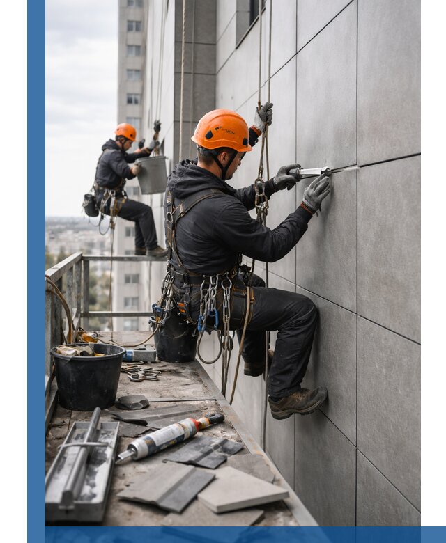 Профессиональный ремонт фасада из керамогранита в Донецке