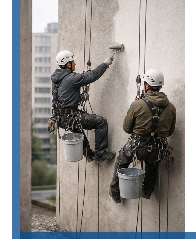 Покраска фасадов высотными альпинистами в Донецке с гарантией