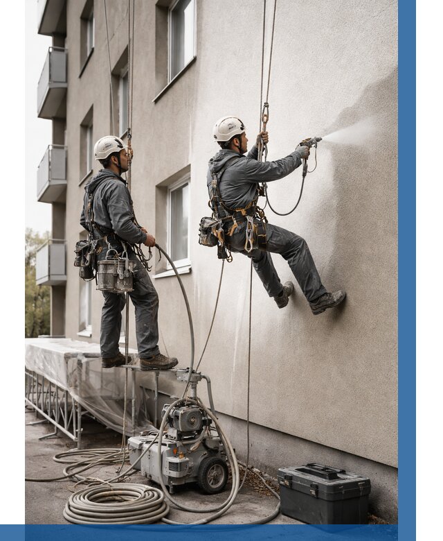 Безвоздушная покраска фасада в Донецке от 241 р/м² | ВЫСОТНИК-Днк