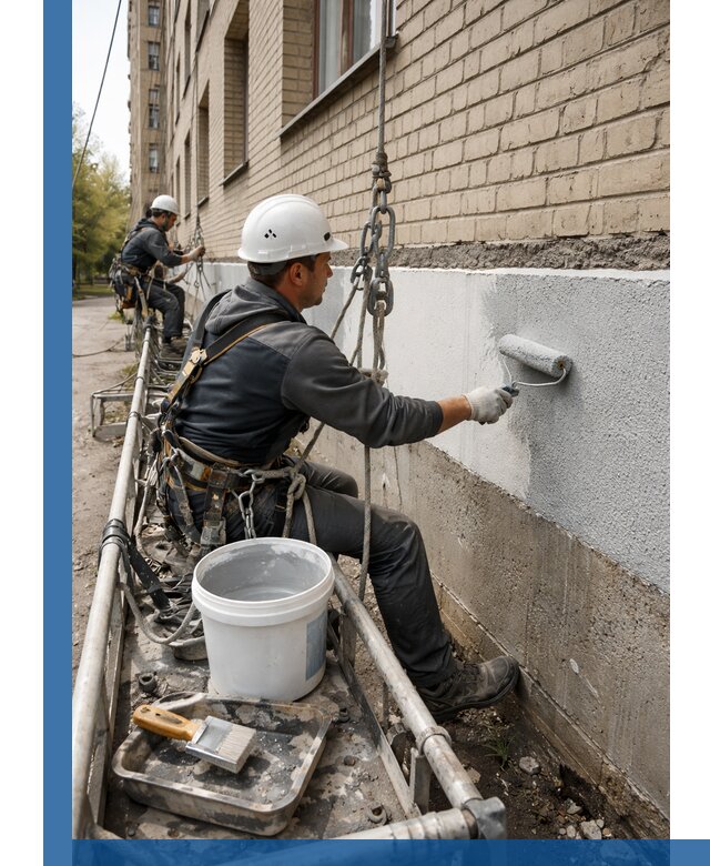 Окраска цоколя здания в Донецке профессионально и надежно