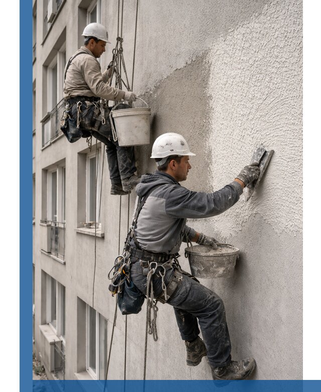 Нанесение декоративной штукатурки короед на фасад в Донецке