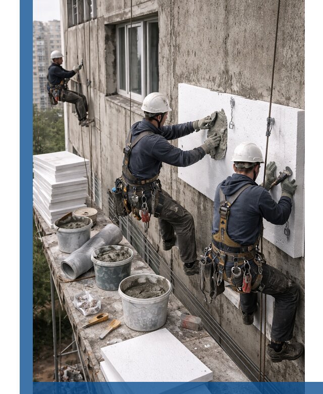 Утепление фасада пенополистиролом в Донецке под ключ