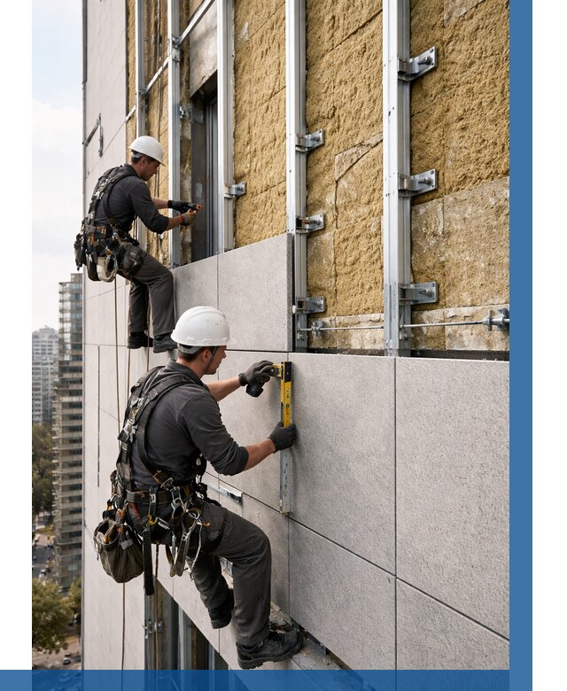 Монтаж вентилируемого фасада в Донецке от 3832 р. | ВЫСОТНИК-Днк