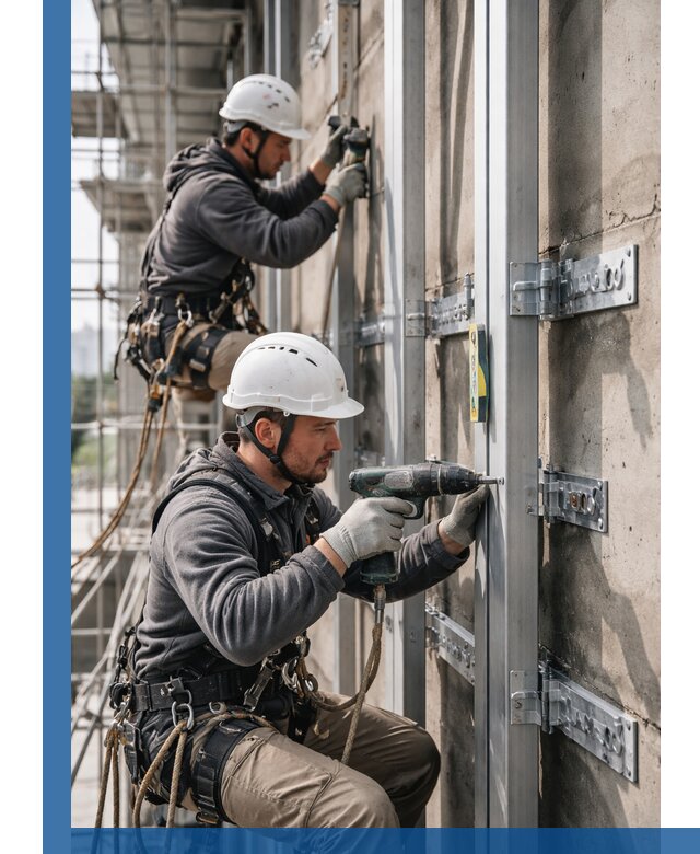 Монтаж и крепление подсистемы вентфасада в Донецке