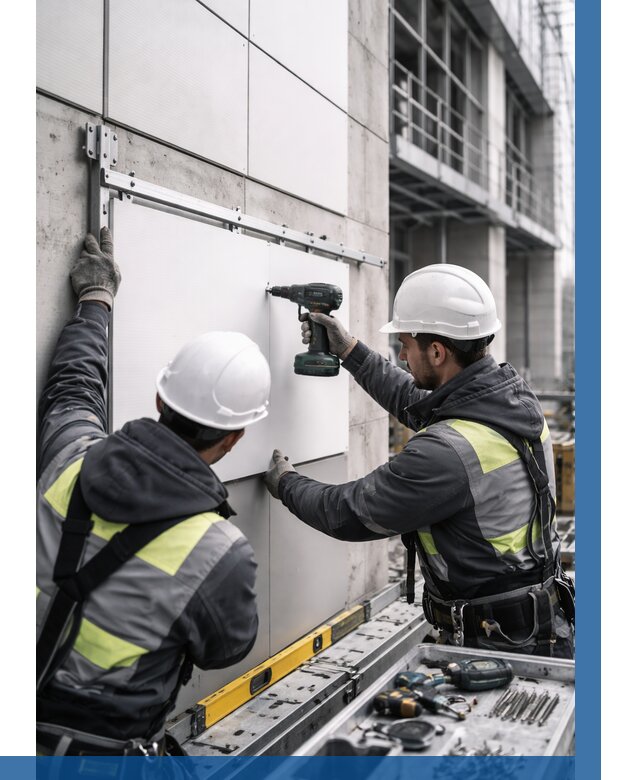 Монтаж композитных панелей фасада в Донецке от 2737 р. | ВЫСОТНИК-Днк