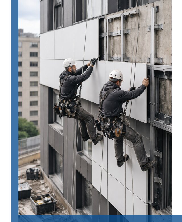 Монтаж композитных панелей фасада в Донецке под ключ