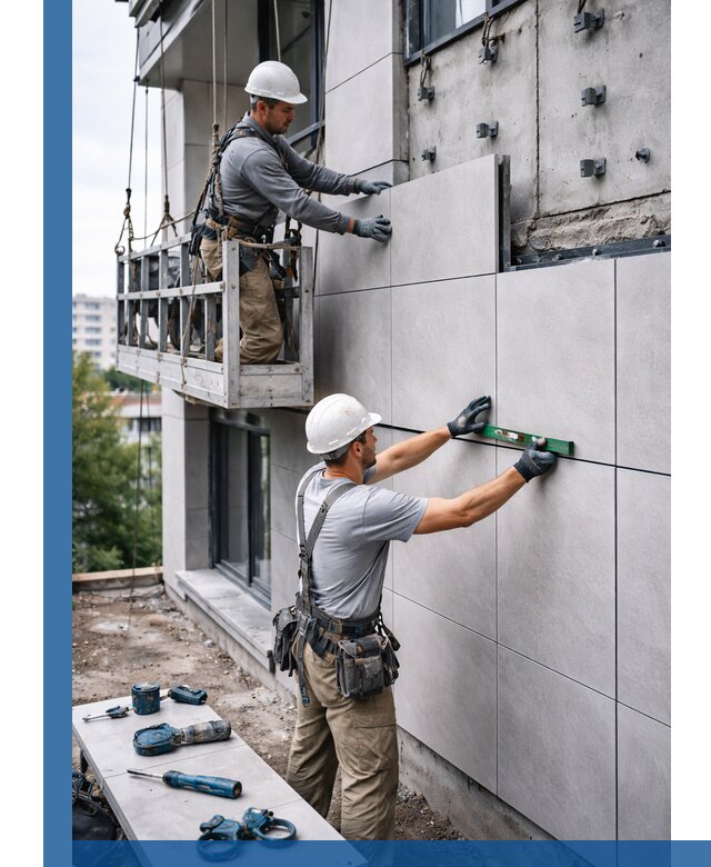 Монтаж керамогранита на фасад в Донецке под ключ с гарантией качества