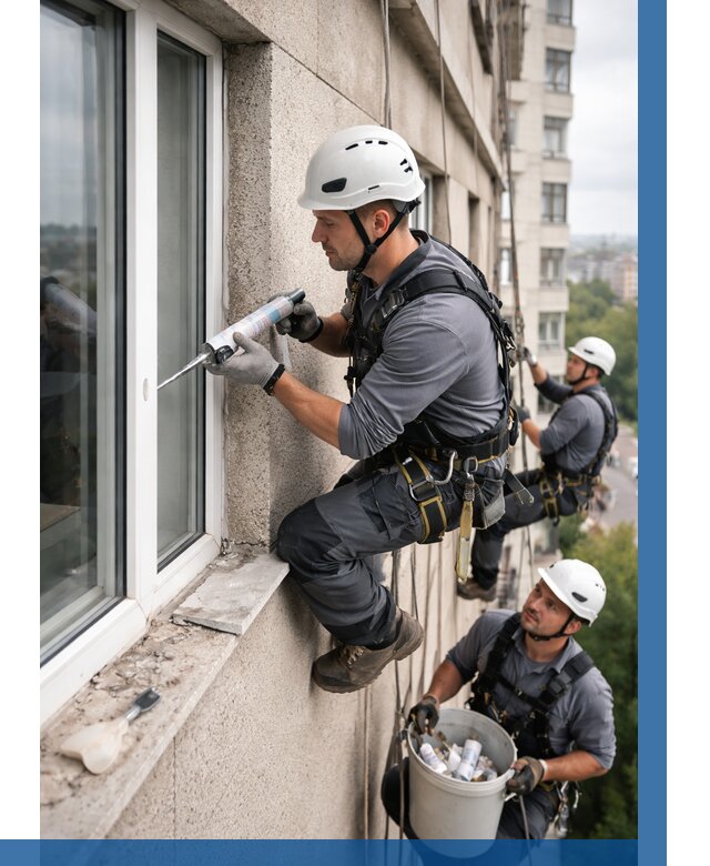 Герметизация оконных швов снаружи в Донецке от 1642 р. | ВЫСОТНИК-Днк