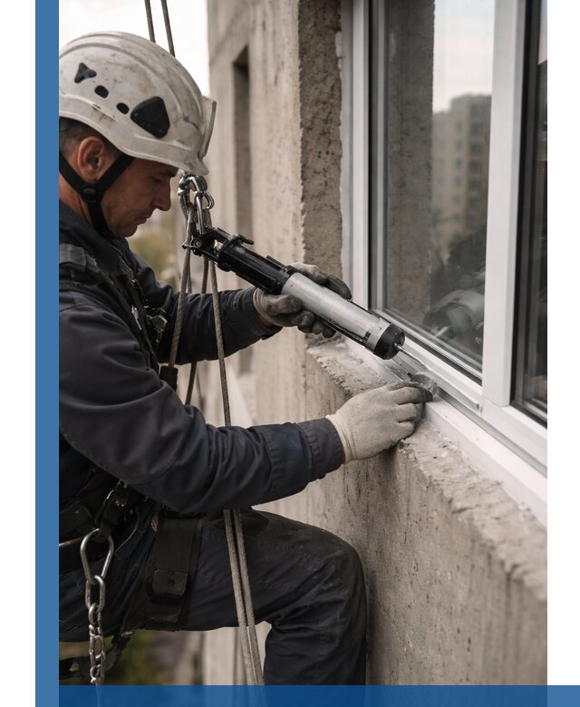 Герметизация оконных швов снаружи в Донецке профессионально