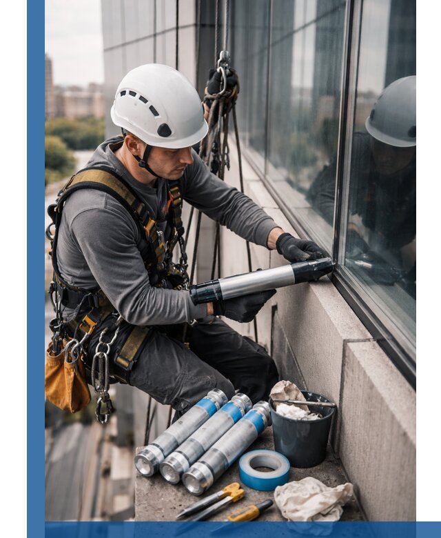 Герметизация стыков витража в Донецке для герметичных фасадов
