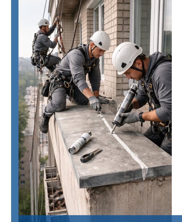 Герметизация балконного козырька в Донецке профессионально