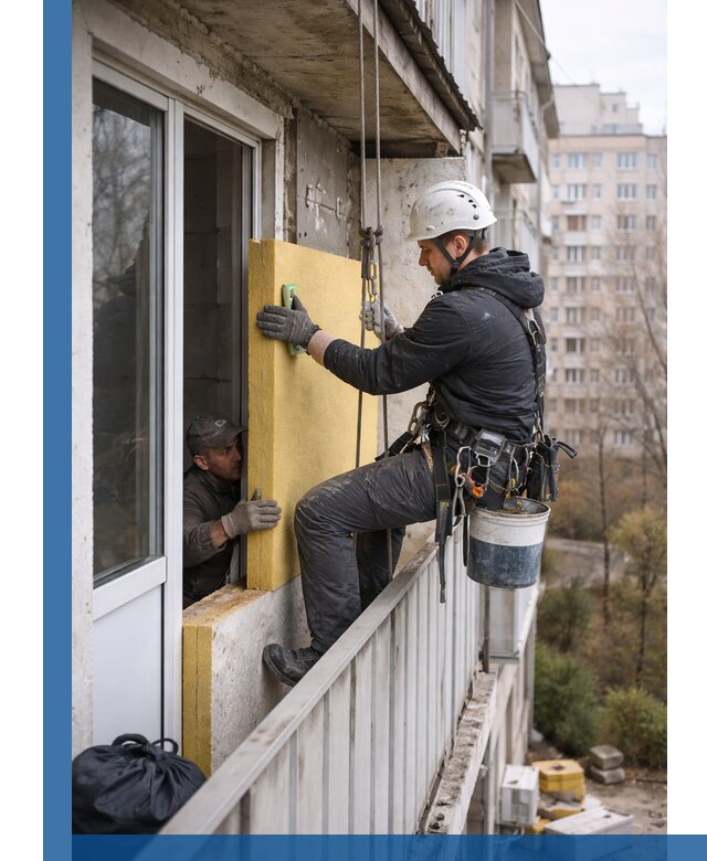Профессиональное утепление балкона снаружи в Донецке под ключ