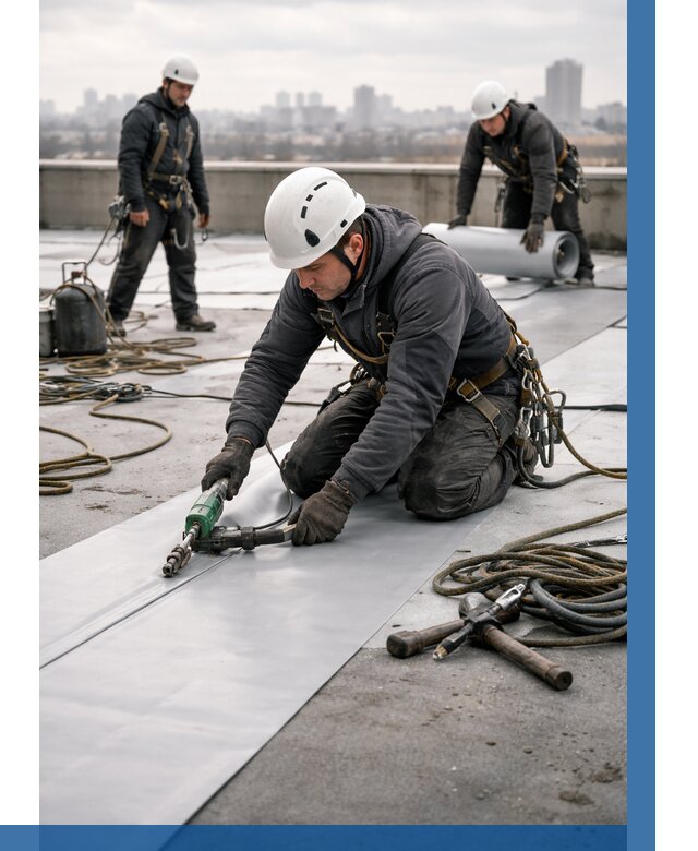 Ремонт мембранной кровли в Донецке от 1971 р./м2 | ВЫСОТНИК-Днк