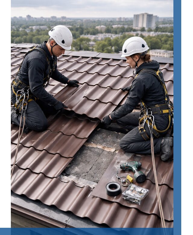 Ремонт металлочерепицы на крыше в Донецке от 985 р. | ВЫСОТНИК-Днк