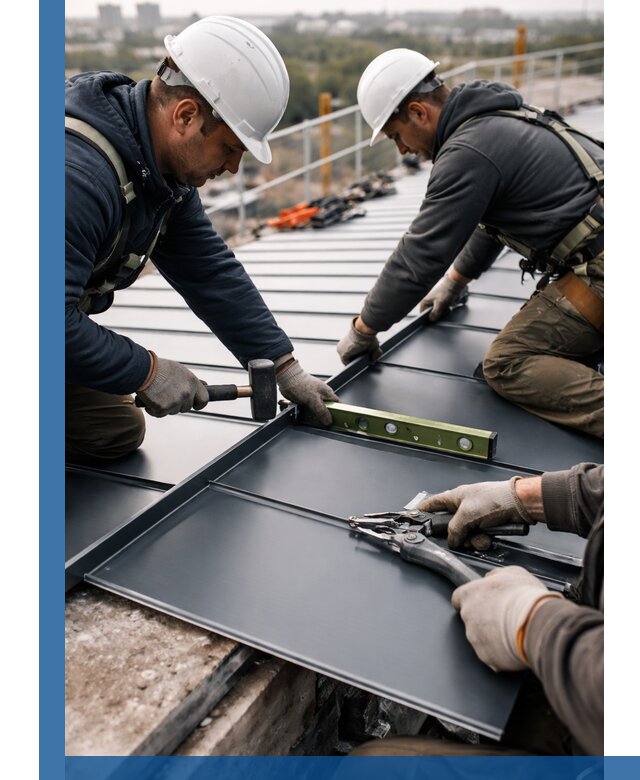 Монтаж фальцевой кровли в Донецке для промышленных зданий