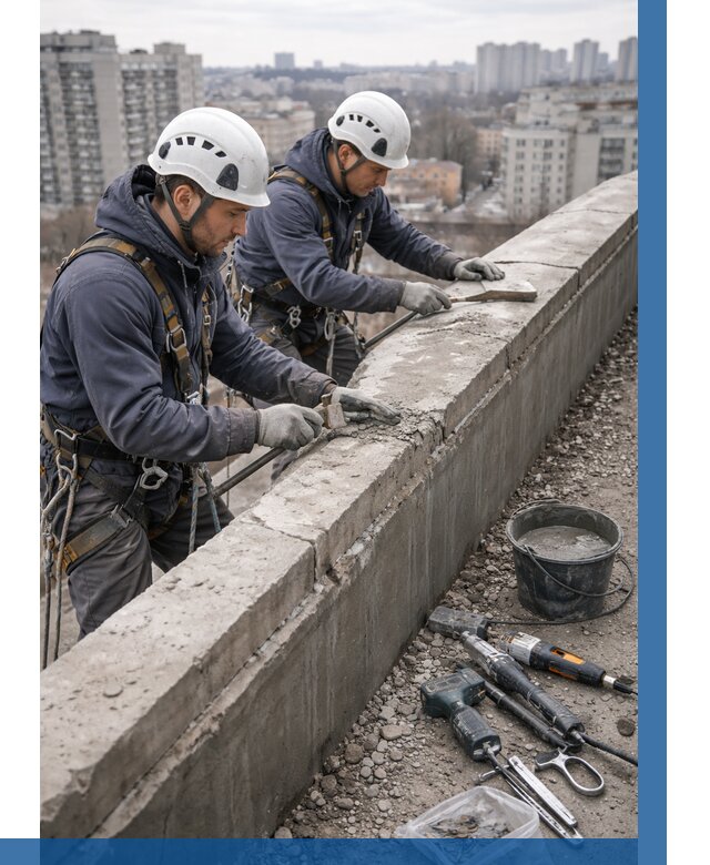 Ремонт парапета на кровле в Донецке от 1642 р. | ВЫСОТНИК-Днк