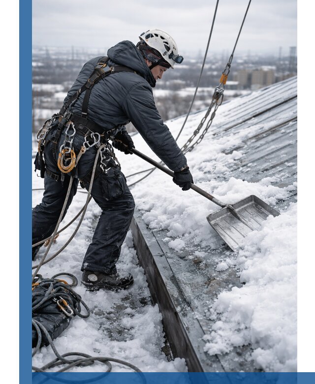 Профессиональная очистка кровли от снега и наледи в Донецке