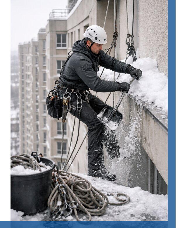 Очистка карнизов от снега в Донецке от 328 р. | ВЫСОТНИК-Днк