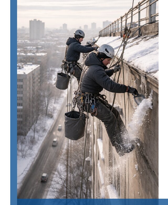 Очистка карнизов от снега в Донецке профессионально и безопасно