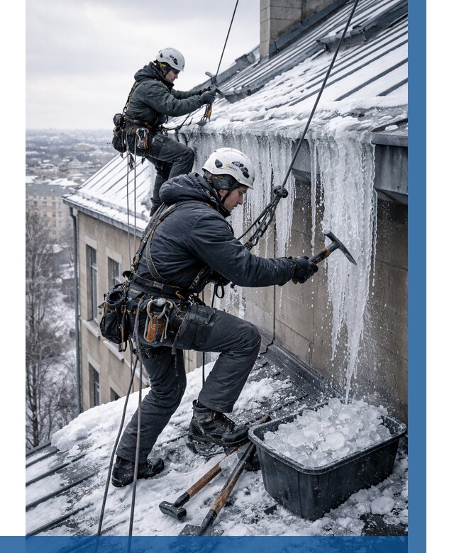 Удаление наледи с кровли в Донецке от 6021 р. | ВЫСОТНИК-Днк