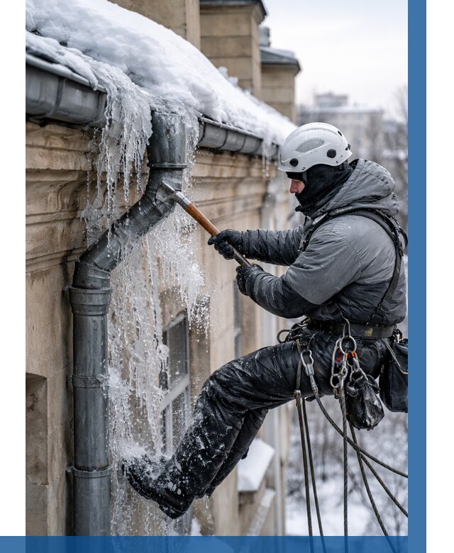 Очистка водостоков от льда в Донецке от 3832 р. | ВЫСОТНИК-Днк