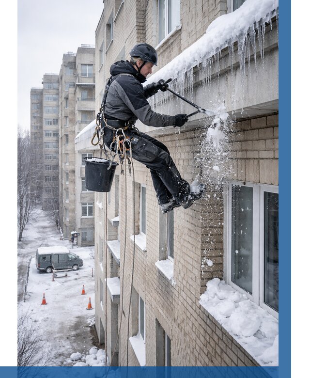 Удаление наледи с карнизов в Донецке от 383 р. | ВЫСОТНИК-Днк