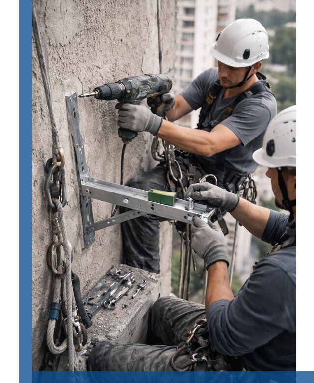 Установка кронштейнов кондиционера и крепежа в Донецке
