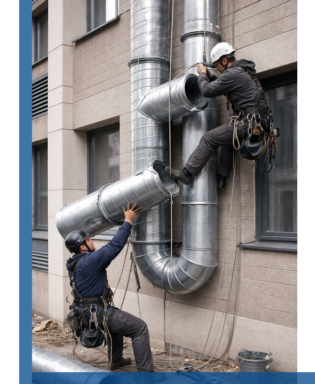 Монтаж фасадных воздуховодов в Донецке с герметизацией и крепежом