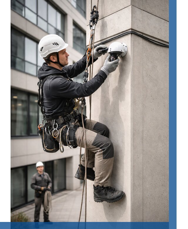 Монтаж камер видеонаблюдения на фасаде в Донецке от 9306 р.-ВЫСОТНИК-Днк