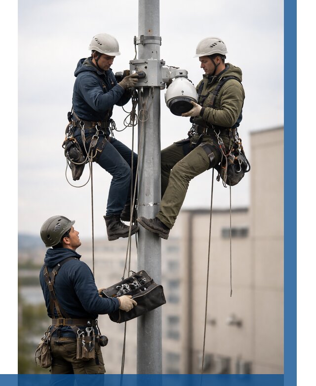 Установка видеокамер на мачте в Донецке от 9306 р. | ВЫСОТНИК-Днк