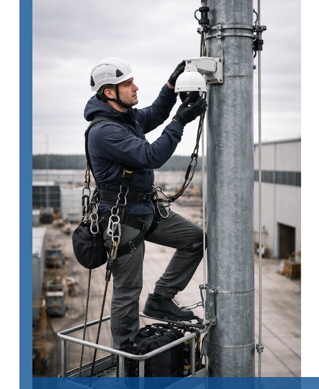 Профессиональная установка видеокамер на мачте в Донецке