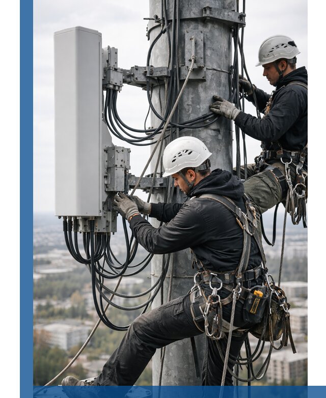 Монтаж оборудования связи на мачте в Донецке с пусконаладкой