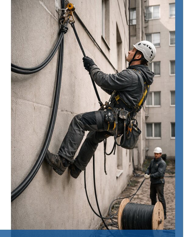 Протяжка кабеля питания на высоте в Донецке от 493 р. | ВЫСОТНИК-Днк