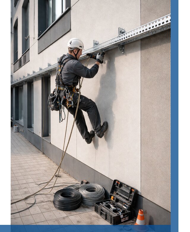 Монтаж кабельных лотков на фасаде в Донецке от 1314 р. | ВЫСОТНИК-Днк