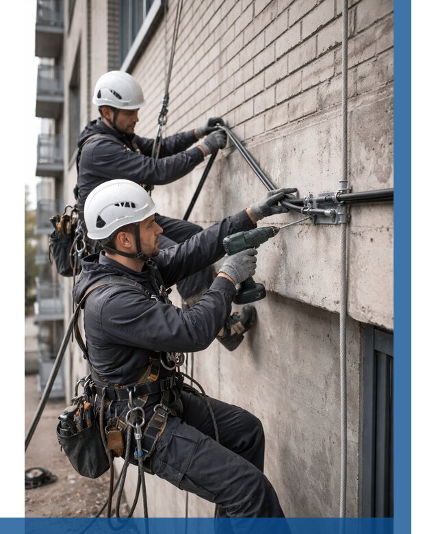 Крепление кабеля на фасаде в Донецке от 383 р. | ВЫСОТНИК-Днк