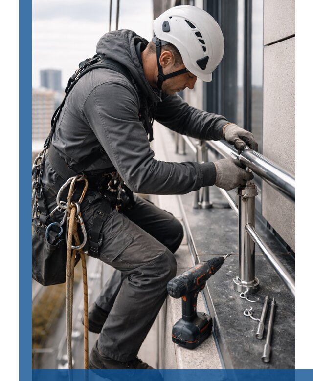 Монтаж ограждений на высоте в Донецке для зданий и конструкций