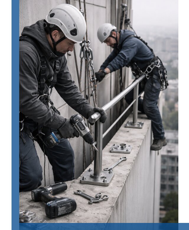 Монтаж перил на высоте в Донецке для жилых и промобъектов