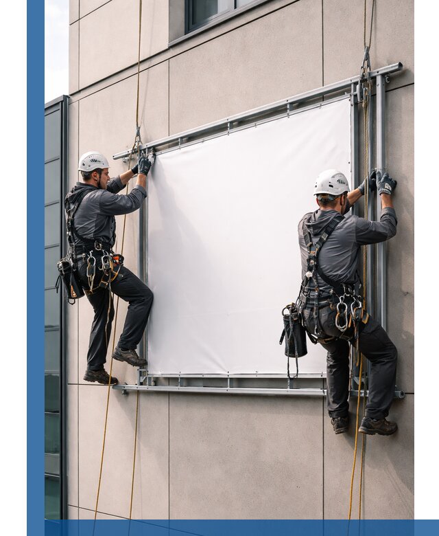 Монтаж наружной рекламной вывески в Донецке под ключ
