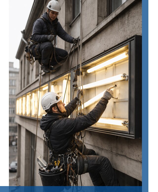 Замена ламп в вывеске в Донецке под ключ от 3832 р. | ВЫСОТНИК-Днк