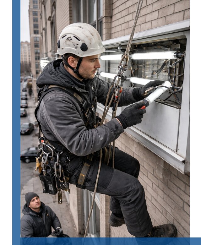 Профессиональная замена ламп в наружной вывеске в Донецке