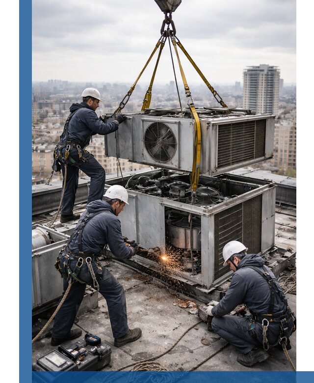 Демонтаж крышной установки в Донецке любой сложности