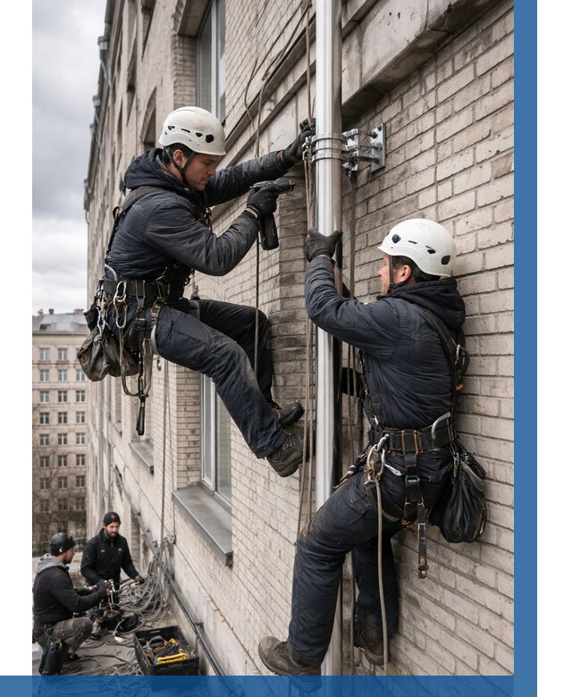 Монтаж флагштока на здании в Донецке от 7116 р. | ВЫСОТНИК-Днк