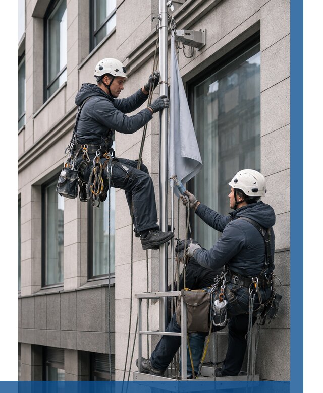 Установка флагов на фасаде в Донецке от 4927 р. | ВЫСОТНИК-Днк