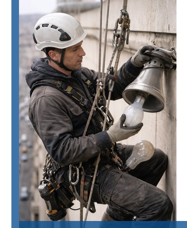 Замена ламп на высоте в Донецке профессионально и быстро